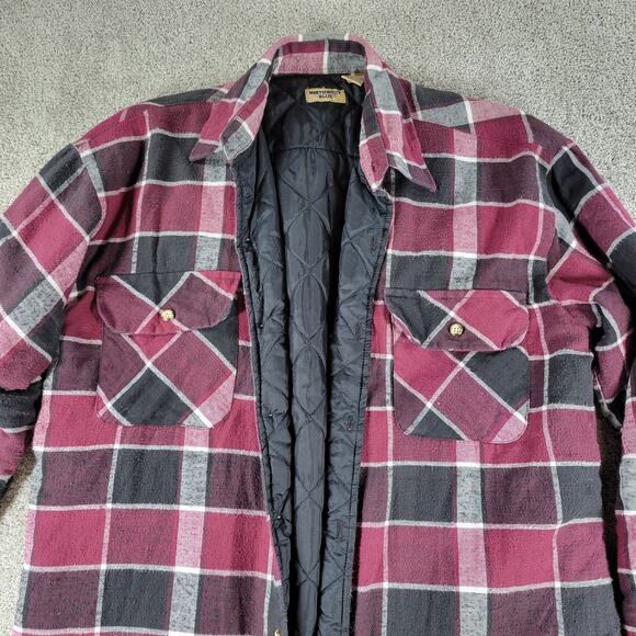 Vintage Northwest Blue Mens Jacket M Red Black Plaid Quilt Lined Flannel Shacket - Picture 7 of 16